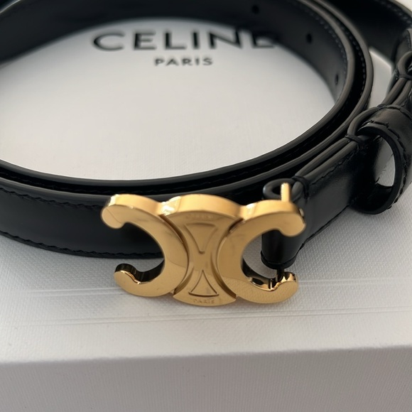 Celine small Triomphe Belt - size 85 - black - Picture 3 of 5